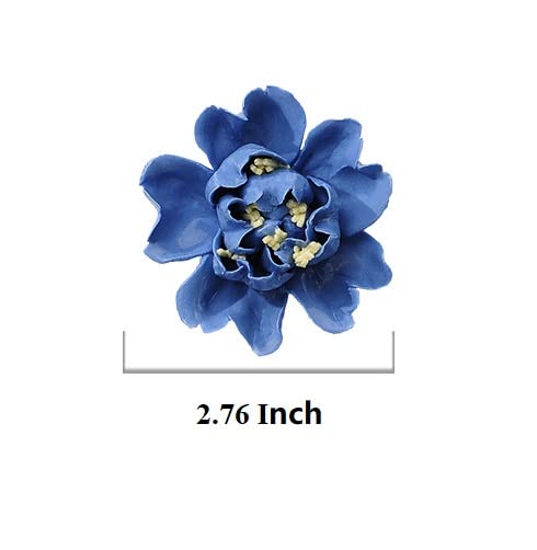 Ceramic Wall Flower Decor Artificial 3D Flower Wall Art，Handmade 3D Wall Art Hanging Sculpture， Porcelain Flower Wall Décor (Blue,Crape Myrtle,2.76")
