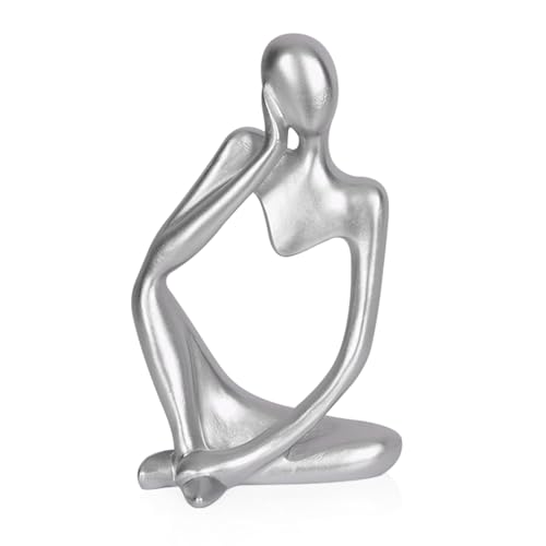 Sandstone Resin Thinker Style Abstract Sculpture Statue Collectible Figurines Home Office Bookshelf Desktop Decor (Small Silver, Left) - color: Small Silver, size: Left 1pc