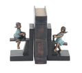 Deco 79 Polystone People Bookends with Swing Set, Set of 2 5"W, 8"H, Brown