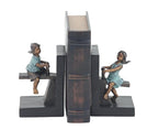 Deco 79 Polystone People Bookends with Swing Set, Set of 2 5"W, 8"H, Brown