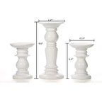 Hosley Set of 3 Ceramic White Pillar Candle Holders Two 6 inch and One 9.5 inch High Ideal for LED and Pillar Candles Gifts for Wedding Party Home Spa Aromatherapy Votive Candle Gardens - color: 1-white