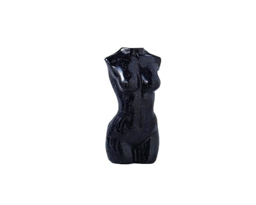 Natural Blue Sandstone Crystal Female Model Figurine Hand Carved Body Sculpture Statue Gemstone Small Figurine Reiki 3 Inch Home Office Decor Ornaments 100-150 Grams - color: Blue Sandstone