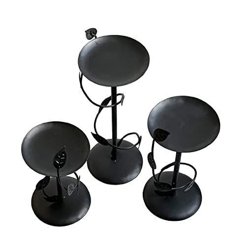 Lily’s Home Art Deco Climbing Vine Pillar Candle Holders, Steel, Black, Set of Three. Candles NOT Included - color: Climbing Vine