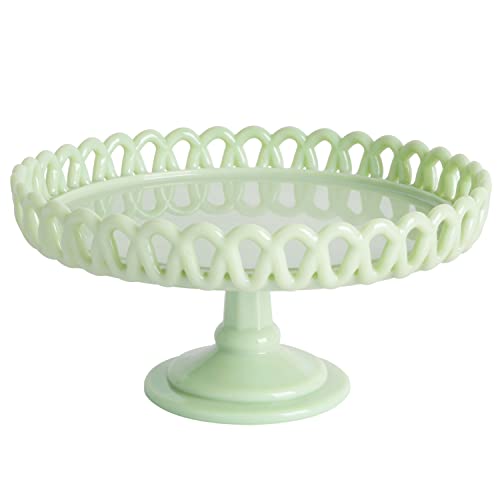 Martha Stewart Highbrook 8.5" Handmade Jadeite Glass Cake Stand - color: Green (8.5"), size: 8.5" w/o Glass Dome