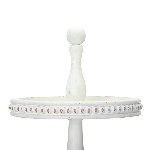 Creative Co-Op Round 3-Tier Decorative Wood Tray with Hobnail Edge, White - color: White, style: 3-Tier