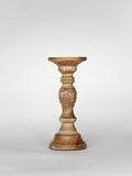 Traditional Wallnut Eco-Friendly Handmade Mango Wood Set of One 9" Pillar Candle Holder