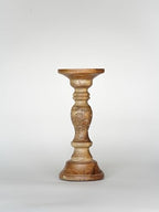 Traditional Wallnut Eco-Friendly Handmade Mango Wood Set of One 9" Pillar Candle Holder