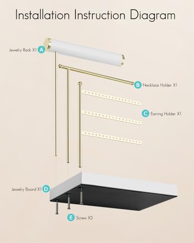 VLANDO Jewelry Stand Organizer with Ring Holder, Jewelry Holder Organizer with Tray, Necklace Holder Bracket Holder Earring Holder - White - color: White