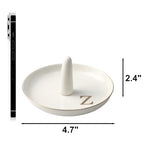 Ceramic Initials Jewelry Tray Ring Dish With Personalized Z-Monogrammed Engagement Wedding Gifts, for Birthday Mother's Day for Women, Ceramic White 4.7" x2.4" - style: Z