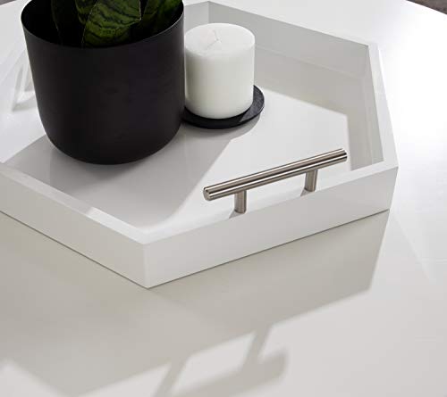 Kate and Laurel Lipton Modern Hexagon Tray, 18 x 18, White and Silver, Decorative Tray for Storage and Display - color: White/Silver, size: 18" x 18" x 3.3"