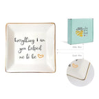 HOME SMILE Everything I Am You Helped Me to Be-Ceramic Ring Dish Jewelry Tray-Mother/Stepmom/Bonus Mom Gifts for Thanksgiving Day Birthday Christmas - style: Bonus Mom