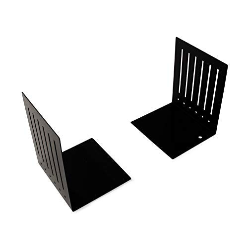 Spectrum Heavy Bookends for Book Shelves Cookbooks Vinyl Records, No Skid Heavy Duty Metal Decorative Book Stopper Sturdy Steel Holder for Home Office Large Bookends for Heavy Books, Black - color: Black