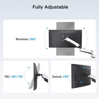 HUANUO Triple Monitor Stand - Full Motion Articulating Monitor Mount Fit Three 17 to 32 inch LCD Computer Screens with Clamp, Grommet Kit - color: White
