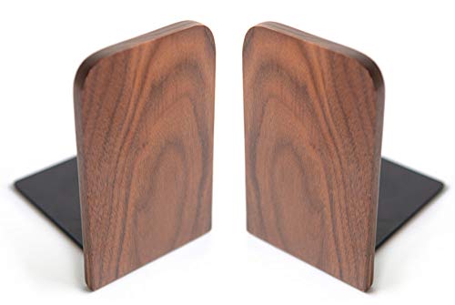 Wood Bookends, Decorative Bookends for Shelves Heavy Books, Office Book Stand, Black Walnut, H6.7 x W4.7 x L3.9 - color: Walnut B-1 Pair