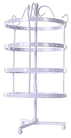 Sooyee Jewelry Holder,360 Rotating Earring Holder Organizer Jewelry Stand,4 Tiers 144 Holes Earring Display Stands for Selling,Metal Jewelry display,White - color: Metal White