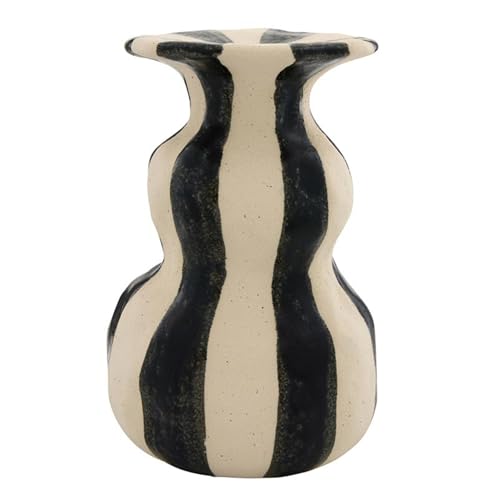 47th & Main Candle Holder for Taper Candle Striped Ceramic Candlestick Candleholder, 4" Dia x 6.5" H, Black/White - color: Black/White, size: 4" Dia x 6.5" H