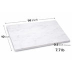Marble Pastry & Cutting Board – 10x14 Inch Natural Stone Slab with Non-Slip Feet for Dough, Cheese, Baking, Serving, Charcuterie, Trivet – Easy to Clean Gift Tray. - color: White, size: 14"L x 10"W