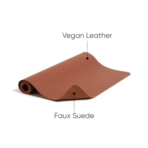 Smead Desk Pad, Vegan Leather Desk Mat with Non-Slip Faux Suede Backing, Perfect Desk Organizer for Office Decor, 23.6” x 13.7” Small, Saddle (64837) - color: Brown, size: 13.7" x 23.6"