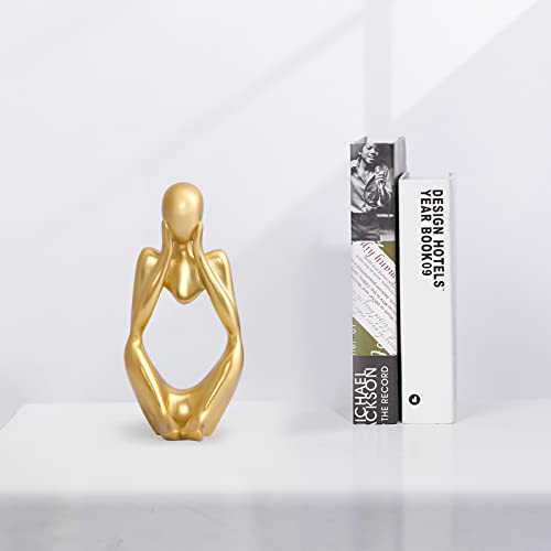 INNOLITES Resin Statue Thinker Style Decoration Abstract Sculptures Collectible Figurines for Home Decor Modern Office Shelf Desktop (Gold-Focus) - color: Gold-focus