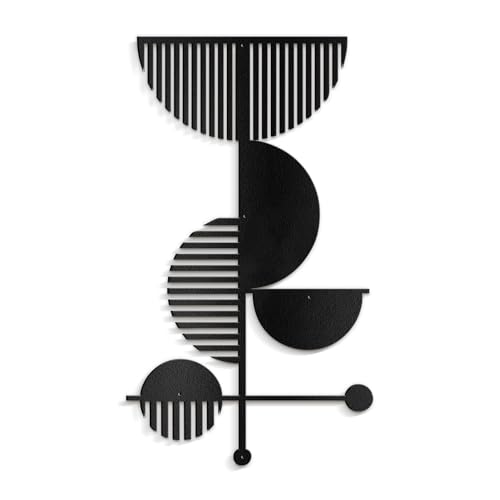 SIGNLEADER Metal Wall Decor Boho Geometric Lines Minimalist Modern Luxury Wall Sculpture Hangings 3D Statue Home Decoration for Living Room, Bedroom, Bathroom, Kitchen, Fireplace, Office - 18" Black - color: Gry42-2405-m42, size: 18" Black