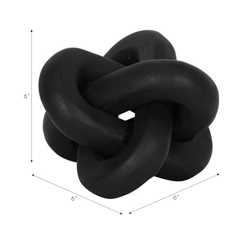 Decorative Knot Sculpture – Wood Sculpture Decorative Object, Accessories for Room Styling and Layering – Modern Sculpture Accent for Office, Shelf, Console or Desk, Home Decor – 6", Black - color: Black, size: 6.0" H