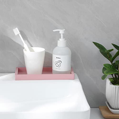 Small Silicone Bathroom Vanity Tray Rectangle Soap and Sponge Holder Kitchen Sink Organizer for Scrubber, Lotion Bottles, Perfume, Jewelry, Candle, Key Trinket Ring, Pink - color: Pink, size: 7.9" x 4.0"