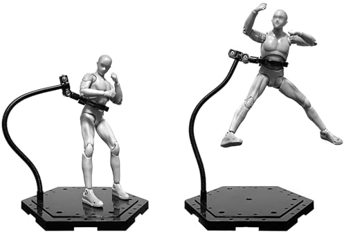 Action Figure Stand with Flexible Metal Arm,Action Figure Pose Display Holder Base,Flight Stands for Action Figures Compatible with HG RG SD SHF Gundam 1/144 Toy with Screwdriver (2Pcs Black) - color: 2Pcs Black