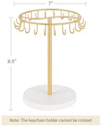 Dahey Keychain Display Stand for Vendor, Metal Bracelet Holder Organizer Hand Sanitizer Keychain Display with 22 Hooks Storage Keychains Bracelet for Study Desk Entryway Decor, Gold