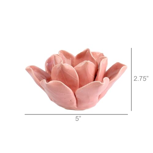 HomArt Lotus Tea Light Holder, Pink - color: Pink