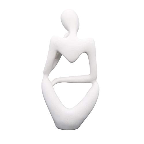 Asng Resin Thinker Style Abstract Sculpture Statue Collectible Figurines Home Office Bookshelf Desktop Decor (White,Right, Large) - color: White,right, size: Large