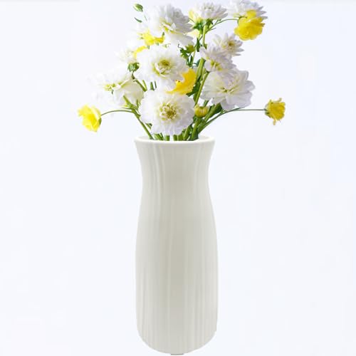Unbreakable Vase for Flowers,White Plastic Vase Minimalist Style Suitable for Modern Home Decoration Living Room Dining Table Centerpiece Perfect Wedding Birthday Gift Giving