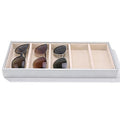 Velvet Glasses Box Tray, Stackable Glasses Display Tray Jewelry Organizer Trays for Glasses and Watch Holder Organizer Tray(Grey) - color: Grey