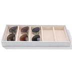 Velvet Glasses Box Tray, Stackable Glasses Display Tray Jewelry Organizer Trays for Glasses and Watch Holder Organizer Tray(Grey) - color: Grey