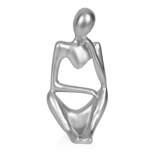 Sandstone Resin Thinker Style Abstract Sculpture Statue Collectible Figurines Home Office Bookshelf Desktop Decor (Small Silver, Right) - color: Small Silver, size: Right 1pc