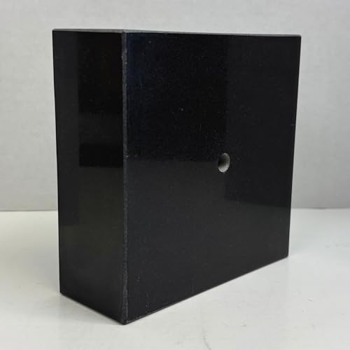 Premium Black Marble Display Base with Center Mount Hole – Polished Stone Pedestal Stand for Sculpture, Statue, Art, Awards, Lamps & Decor (6x6x2) - size: 6x6x2"