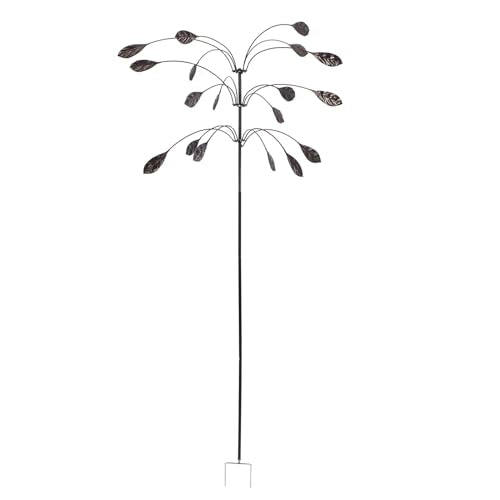 Wind Spinner Kinetic Wind Spinner Falling Foliage Design Wind Sculpture, Rustproof Water Proof Heavy Duty Falling Foliage Kinetic Copper Triple Spinner for Outdoor Garden