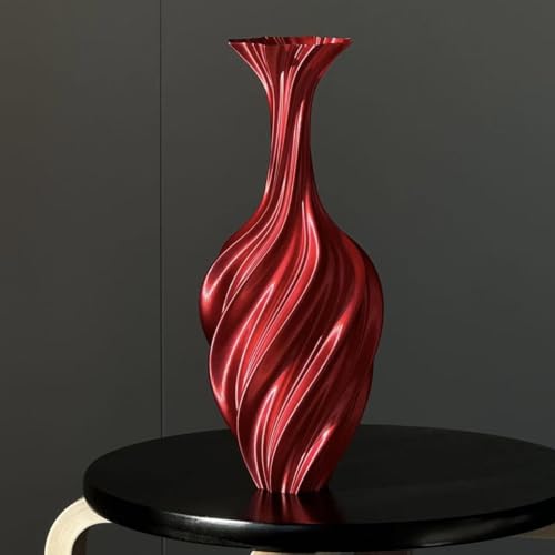 Twisted Abstract Ceramic Vase, Modern Nordic Minimalist Light Luxury Home Decor, Artistic Floor Vase & Flower Centerpiece, 9.84 Inch (Red) - color: Red