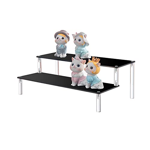 BYCY 2 Pack 2-Tier Black Acrylic Display Stand Display Shelf for Dessert Jewels Figurines, Cupcake Stand - 2 Pack ( 12" * 6.9" * 4.25" ) - color: Black, size: 2 Tier - 2 Pack