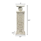 18" Tall Floor Candle Holders for Pillar Candles, Handmade White Large Solid Wood Candle Holder Handcarving Distressed Finish, Decorative Farmhouse Candle Stand for Home Wedding Housewarming Decor