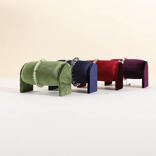 Velvet Watch Display Stand for Selling, Bracelet Storage Organizer for Boutique Store, Woman Jewelry Bangle Holder for Home Decor【Green】 - color: Green
