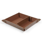 Londo Leather Tray Organizer - Practical Lightweight Water Resistant Computer Table Desk Storage Box for Wallets, Watches, Keys, Coins, Cell Phones and Office Equipment - color: Light Brown