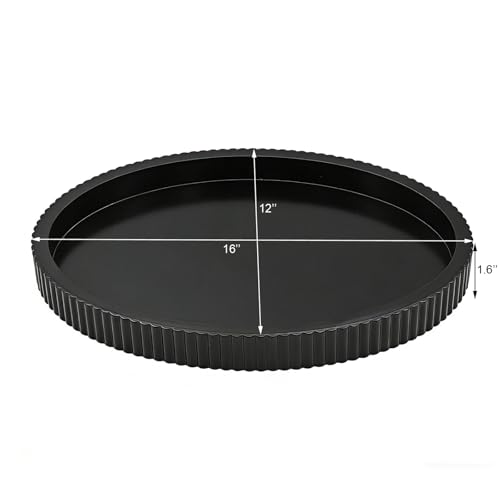 Carah & Cossh Oval Wooden Tray, Modern Decorative Tray 16''x12'', Oval Farmhouse Rustic Serving Tray, Table Centre Tray, Perfect for Storage and Display (Black B) - color: Black B