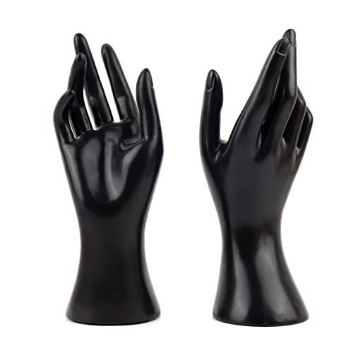 Framendino, Female Mannequin Hand Jewelry Display Holder Stand for Bracelet Necklace Ring Plastic (Black, 2 Pack) - color: Black, size: 2 Pack