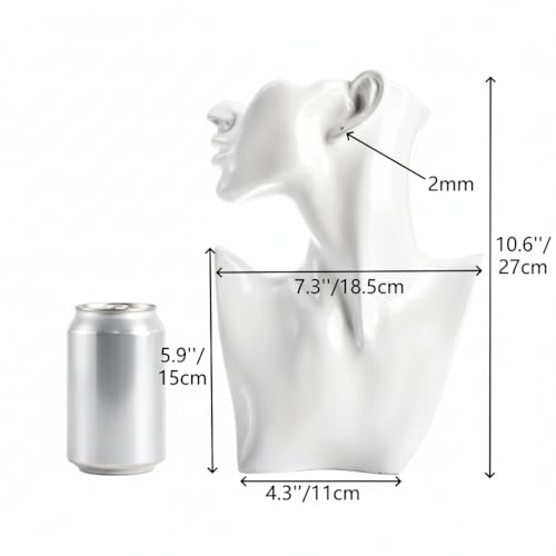 SOUJOY Jewelry Mannequin Display, Resin Display Stand Bust, Boutique Earring Holder Organizer for Show Jewelry, Necklace, Earrings, Rings, White