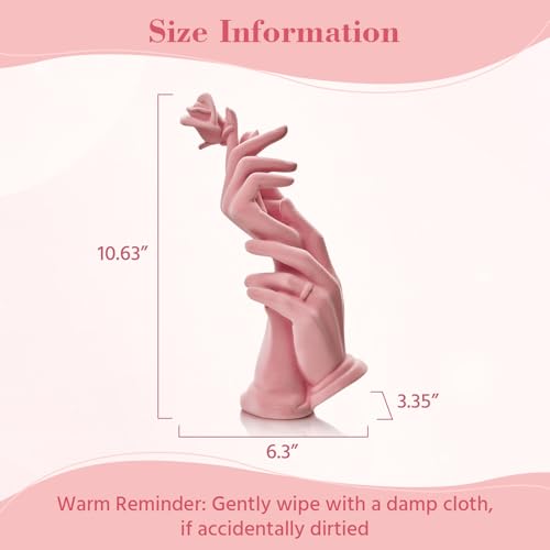 Romantic Couple Statue with Rose, Modern Love Figurine Spring Decor for Home, Symbol of Love & Commitment, Anniversary Wedding Gift for Couples, Bedroom Living Room Shelf Decoration (Pink) - color: Hand Rose-pink