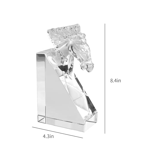 1 Pair Crystal Horse Head Bookends, Non-Skid Sturdy Book Ends, Home Office Decor, for Desktop Office Bookshelves,Book Ends for Shelves