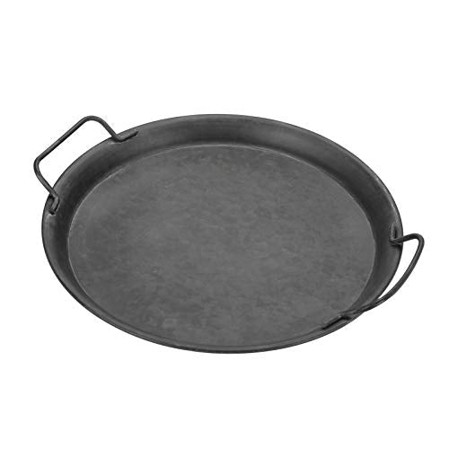 Hipiwe Industrial Style Metal Iron Tray Galvanized Serving Tray for Coffee Table, Home Decorative Centerpiece Tray Rustic Breakfast Serving Tray with Handles (Round) - style: Round