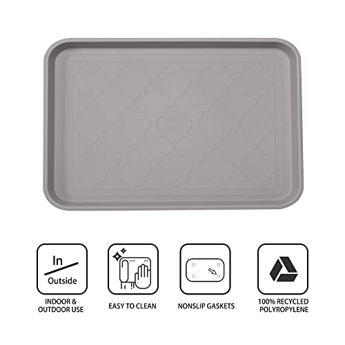 WATANIYA PET Boot Tray for Entryway Indoor, Heavy Duty Shoe Mat Tray 2 Packs, 16.7"x12.8" Waterproof Shoe Trays with Raised Edge, Outdoor Multi-Purpose Mat for Boots, Shoes, Garden - color: Oatmeal, size: (2Pack) 16.7''x 12.8''