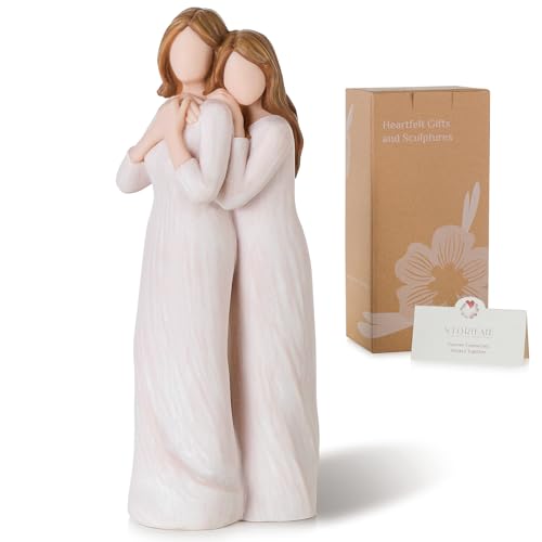 Storieme Mom Birthday Gifts from Daughter: Mother Daughter Back Hug Resin Figurine Keepsake - Unique Gift for Mama on Mothers Day Christmas - style: Support