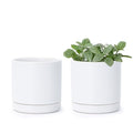 D'vine Dev Set of 2 Plants Pots, 3.5 Inch Ceramic Planter Pot for Plants with Drainage Hole and Saucer, White, 94-V-A-1 - color: White, size: 3.5 Inch
